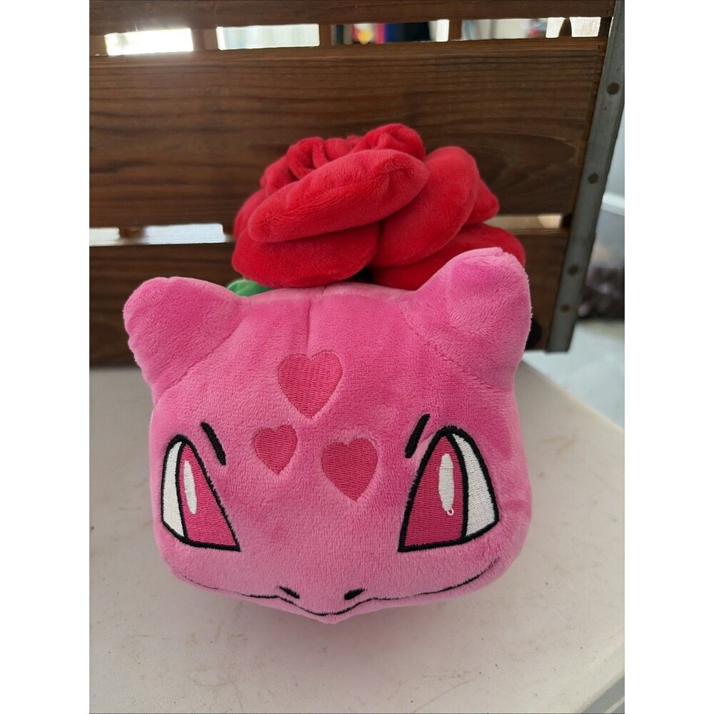 Pokémon Bulbasaur Plush Pink Rose Valentine's Day Edition